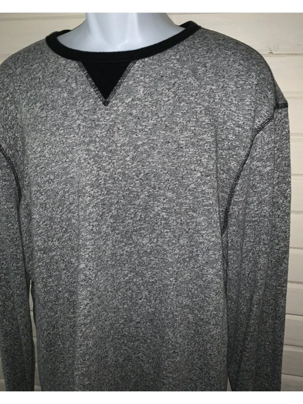 Banana Republic Sz XL Gray Sweater Mens Pullover Black Trim Cotton Blend EUC